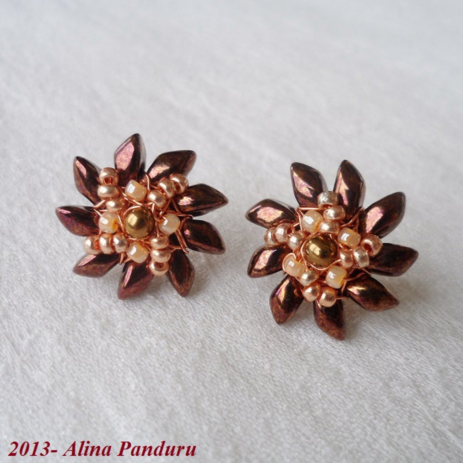 DAISY Post Earrings, Daisy Studs, Wire Wrapped Earrings, Copper Jewelry
