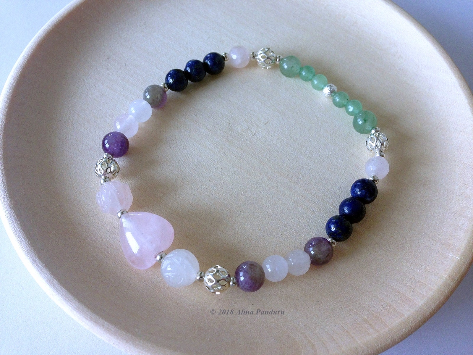 Migraine And Headache Bracelet In 8 Mm Natural Beads Of Amethyst, Hematite And Sodalite - Foto 9