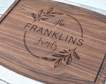 Personalized Engraved Wood Cutting Board, Newlywed Gift