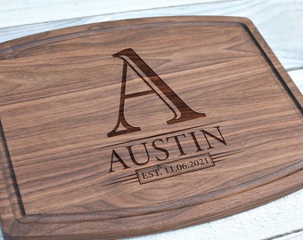 Personalized Walnut Cutting Board, Custom Wedding Gift