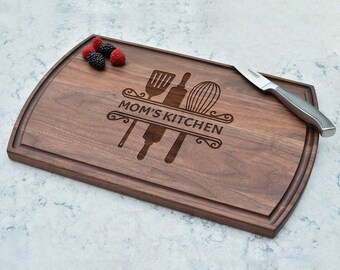 Custom Engraved Cutting Board, Personalized Mom Gift, Handmade Wood