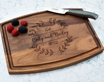 Personalized Walnut Cutting Board, Custom Wedding Anniversary Gift