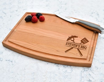 Personalized BBQ Cutting Board, Custom Steak Board, Walnut/Cherry/Maple
