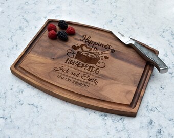 Personalized Walnut Cutting Board, Engraved Wedding Gift