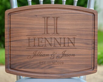 Personalized Engraved Walnut Cutting Board – Wedding Anniversary Gift