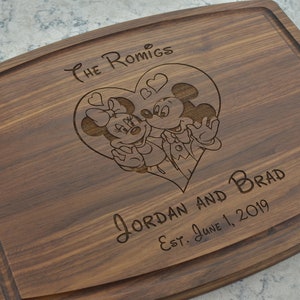 Disney Cutting Board, Mickey and Minnie mouse, Personalized Cutting Board, Wedding Gift, Anniversary Gift, Valentine's Day Gift