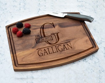 Personalized Walnut Cutting Board, Custom Wedding Gift