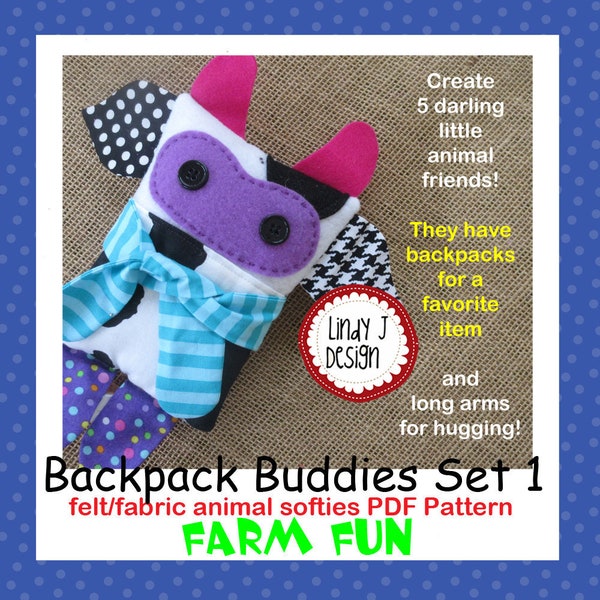 FARM SOFTIES Set 1 Backpack Buddies PDF Pattern