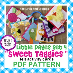 Little Pages Set 4 FELT ACTIVITY Cards Quiet Book .PDF Pattern
