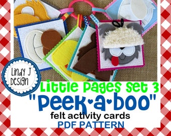 Little Pages Set 3 FELT ACTIVITY Cards Quiet Book .PDF Pattern