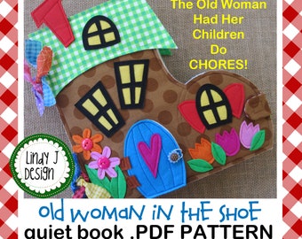 Old Woman in the Shoe QUIET Book Pdf PATTERN CHORES Activity Book Instructions Felt Busy Book