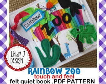 Rainbow Zoo TOUCH and FEEL Felt Quiet Book Activity Book.PDF Pattern