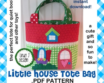 House TOTE Bag Instructions Toy Bag Pattern Book Bag PDF Quiet Book Tote Pattern Diaper Bag Pattern Church Library Tote .PDF Pattern