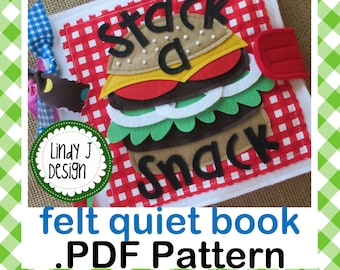 Stack a Snack BUTTONING Felt Quiet Book Activity BOOK .PDF Pattern