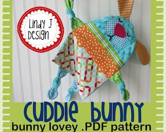 Lovey BUNNY Filt Mjukisdjur .PDF-MÖNSTER Kaninfiltmönster Kanin Lovey PDF-mönster Babyleksak