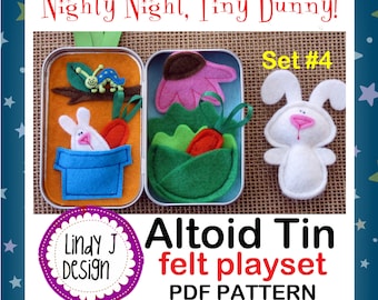 Nighty Night, Tiny BUNNY! Altoid Tin BOX Play Set PDF Pattern