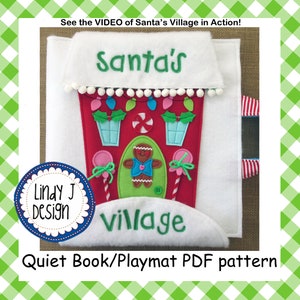 SANTA’S VILLAGE Felt Quiet Book- PDF Pattern Playmat Snow Village Activity Set North Pole Set Christmas toy 3D play set instructions