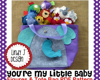 Felt ANIMAL SOFTIES PDF Pattern Mother Baby Animals Instructions Matching Toy Pdf Felt Board Animals Finger Puppets Felt Tote Bag Pdf