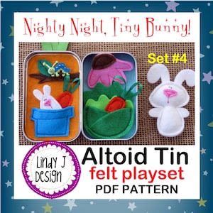 Nighty Night, Tiny BUNNY! Altoid Tin BOX Play Set PDF Pattern