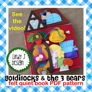 Goldilocks 3 BEARS Felt Quiet BOOK PDF Fairy Tale Busy Book Pattern Activity Book Instructions Felt Interactive Book Pdf