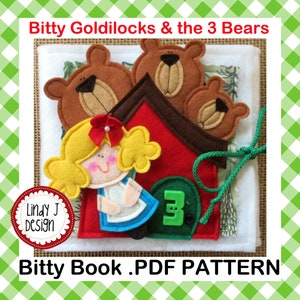 3 BEARS Bitty Book QUIET Book PDF Pattern, activity book, developmental book, busy book, soft book, baby book