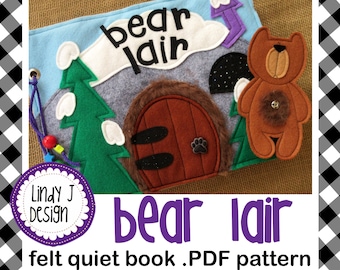 Bear Lair DOLL HOUSE Felt QUIET Book Dollhouse Book Dress Up Bear Felt Doll House Activity Book .pdf Pattern