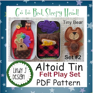 Go To Bed, Sleepy Head! Tiny BEAR Altoid Tin BOX Play Set PDF Pattern