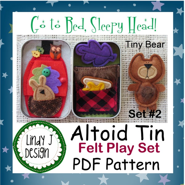 Va au lit, tête endormie ! Kit de jeu Tiny BEAR Altoid Tin BOX, modèle PDF