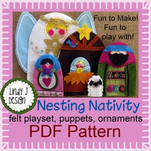 Nesting  NATIVITY Figures Instructions Christmas Felt Playset Pattern Nativity Ornaments Pattern Christmas Puppets PDF