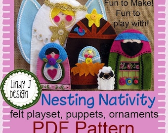 Nesting  NATIVITY Figures Instructions Christmas Felt Playset Pattern Nativity Ornaments Pattern Christmas Puppets PDF