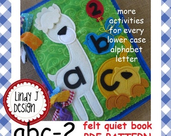 abc Felt Quiet Book PDF ALPHABET Pattern Lower Case LETTERS Felt Book Tutorial Textured Letter Tracing Instructions Alphabet Activity Toy