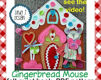 Felt Doll House QUIET BOOK PDF Pattern Mouse Instructions Gingerbread House Busy Book Pattern Activity Holiday Book Pdf Felt Interactive Toy