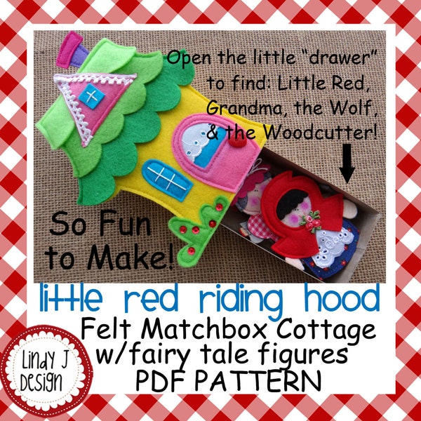 Cuento de hadas MATCHBOX Cottage #1 Caperucita Roja PDF Fieltro Playset Títeres Patrón Caperucita Roja Dedo Títere Pdf Play Set