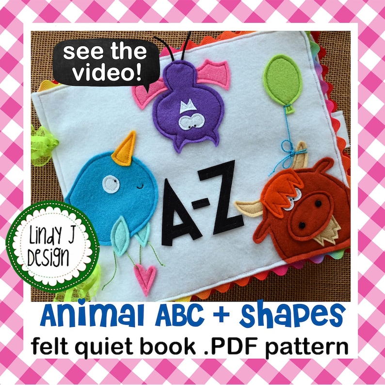 ANIMALS ALPHABET Quiet Book Pdf Pattern Felt ABC Activity Book Shape ...