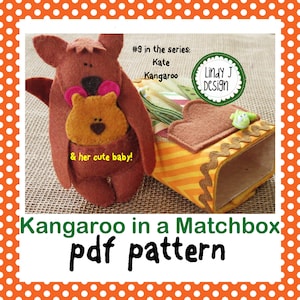 CANGURO in una SCATOLA DI FIAMMIFERI Modello PDF per peluche in feltro Set da gioco con scatola di fiammiferi n. 9 Giocattolo della fatina dei denti Kit scatola di fiammiferi Giocattolo da viaggio con peluche Istruzioni Accessori