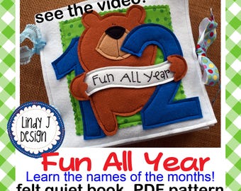 Fun All Year Felt Quiet BOOK PDF Pattern MONTHS of Year Activity Book Instructions Seasonal Busy Book Sewing Pattern Monthly Book Pdf