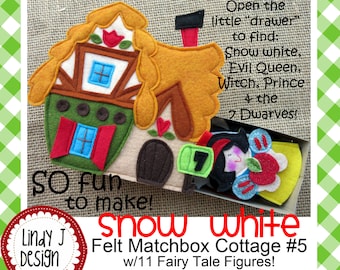 FAIRY Tale MATCHBOX Cottage sneeuwwitje vilt speelset pdf patroon 7 dwergen marionetten patroon sprookje vingerpop pdf speelset sneeuwwitje