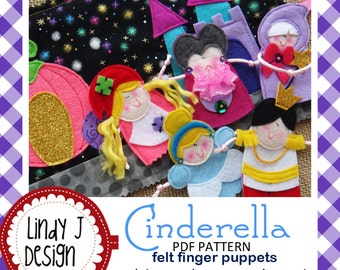 CINDERELLA Felt Finger Puppets Sewing Pattern – PDF ePATTERN