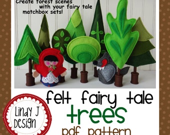 Felt FAIRY Tale TREES for Matchbox Cottage Sets PDF Pattern Felt Trees Play Set Instructions 3D Trees Pattern Stand Up Trees Playset