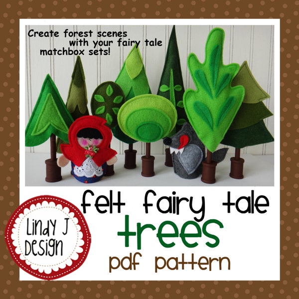 Felt FAIRY Tale TREES for Matchbox Cottage Sets PDF Pattern Felt Trees Play Set Instructions 3D Trees Pattern Stand Up Trees Playset