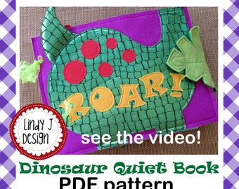 Felt DINOSAUR Quiet BOOK PDF Pattern Activity Book Instructions Dinosaur Busy Book Pattern Dino Felt Book Pdf Pattern