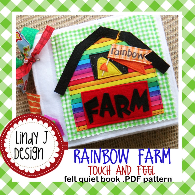 Rainbow Farm TOUCH and FEEL felt quiet book .PDF Pattern image 1