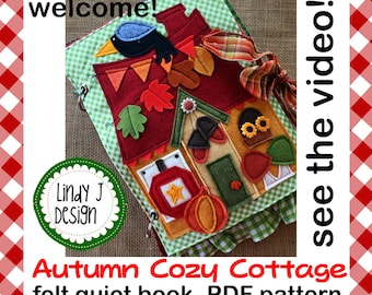 Cottagecore Otoño Acogedor Cabaña Tranquilo LIBRO PDF Patrón ACTIVIDAD Libro de actividades Libro de lectura temprana Bloque de colcha extra de otoño