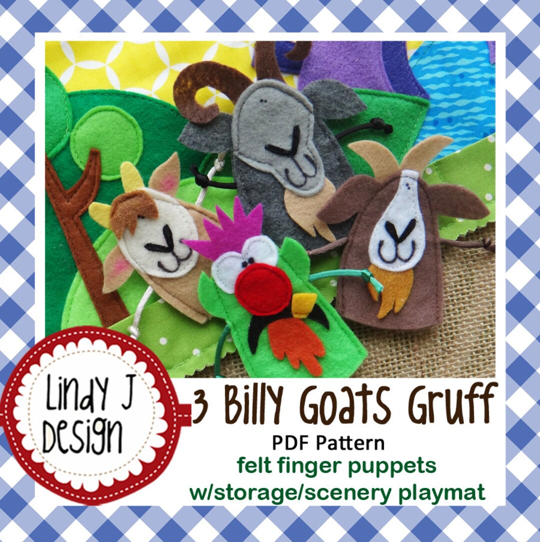 3 Billy Goats Gruff Felt Finger Puppets Sewing Pattern PDF Etsy Canada