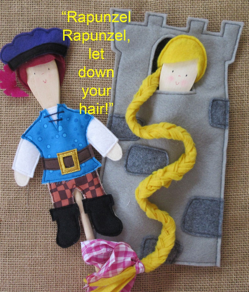 RAPUNZEL Wooden Spoon PUPPETS .PDF Pattern Etsy