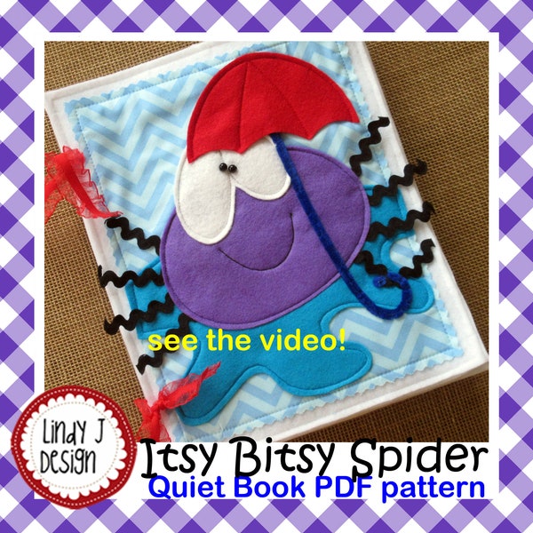 Itsy Bitsy SPIDER Felt Quiet Book PDF Pattern ACTIVITY Book Instructions Nursery Rhyme Busy Book Pdf Rhyme Quiet Book