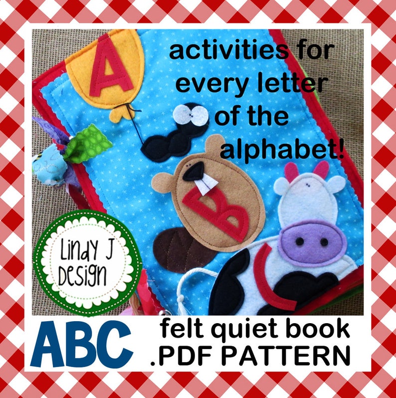 abc felt quiet book pdf pattern etsy