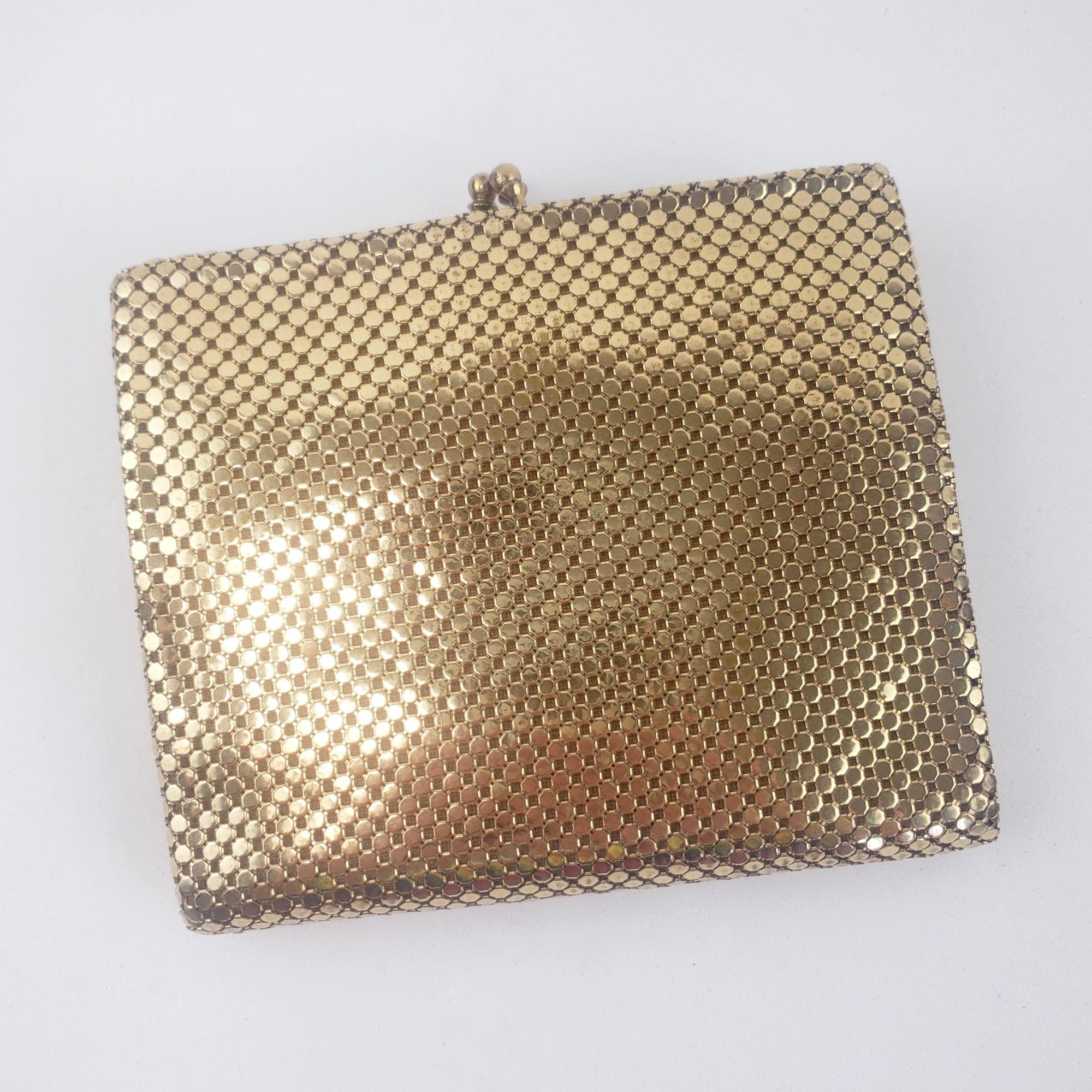 W.GERMANY メタルメッシュ コインパース ゴールドカラー 美品 アンティークゴールドメタルメッシュコインパース5.5×7cm 1900