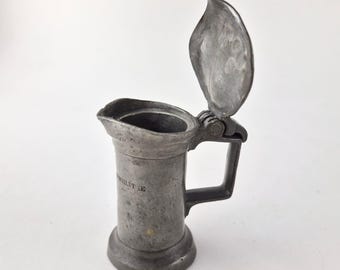 Antique 19thC French Pewter Double Centilitre Measure Lidded Tankard Hallmarked