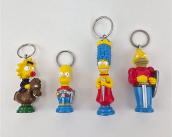 Vintage 1991/1992 The Simpsons 3D Chess Piece Lot - Maggie, Bart, Marge, Grandpa